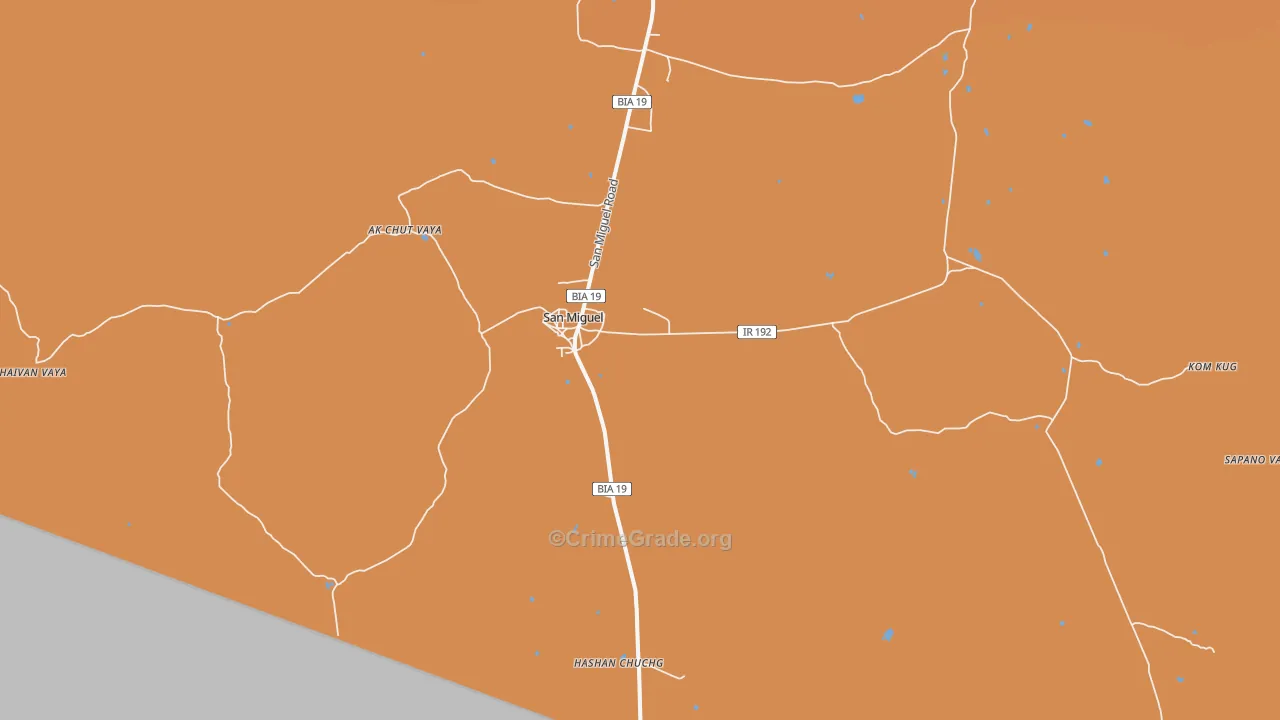 San Miguel, AZ Map of Assault Rates