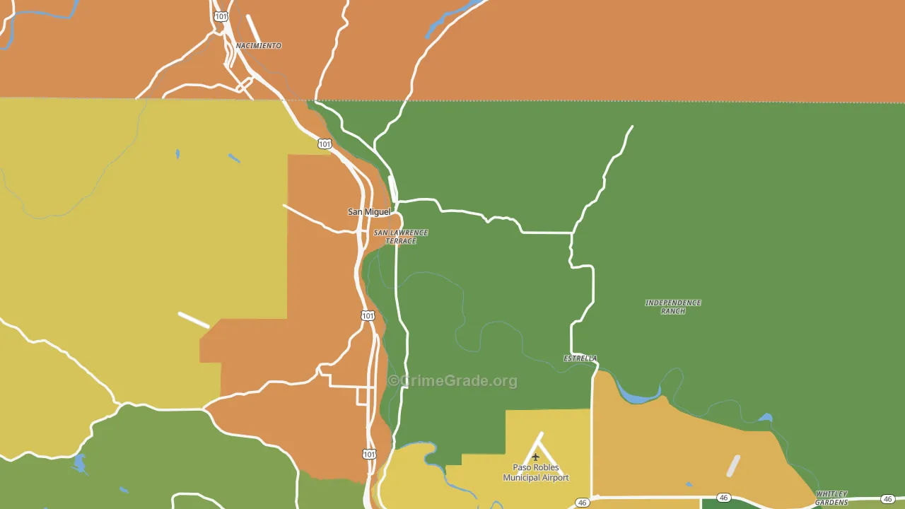 San Miguel, CA Map of Assault Rates