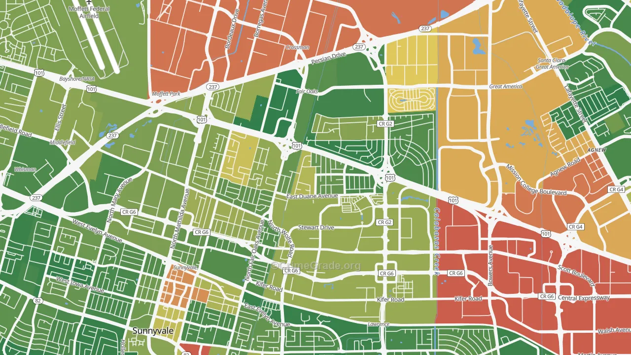 San Miguel, Sunnyvale, CA Map of Assault Rates