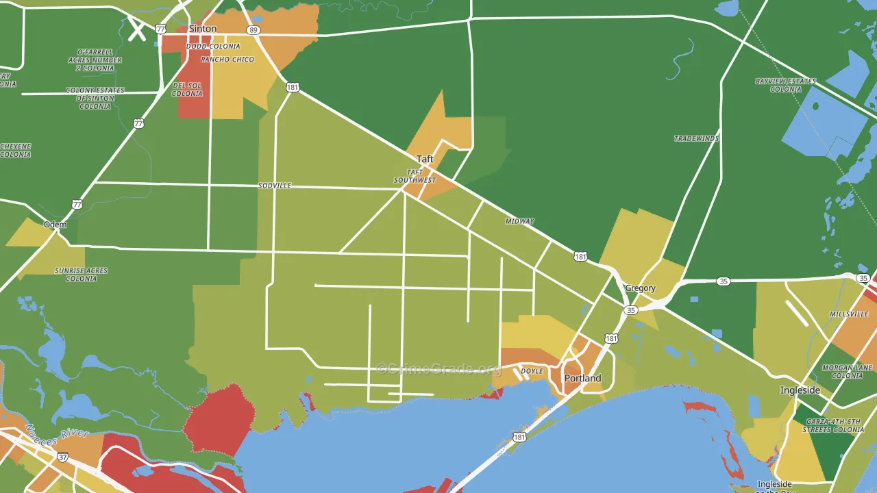San Patricio County, TX Map of Assault Rates