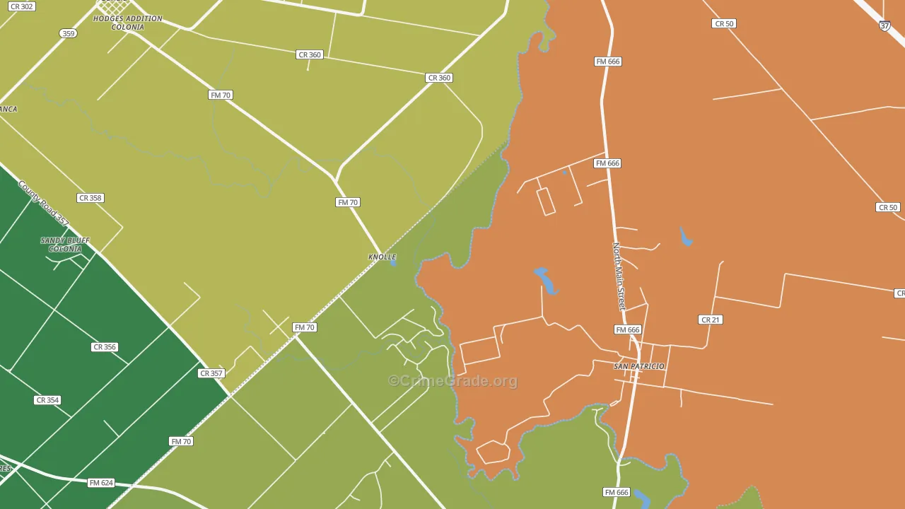 San Patricio, TX Map of Assault Rates