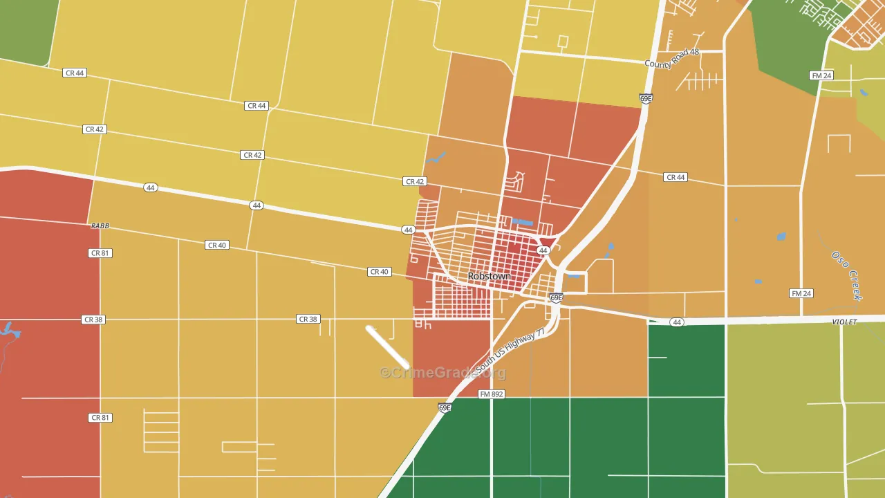 San Pedro, Robstown, TX Map of Assault Rates