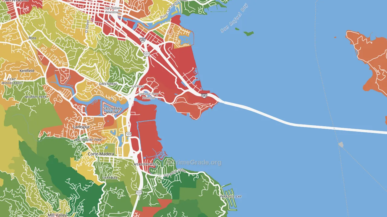 San Quentin, CA Map of Assault Rates