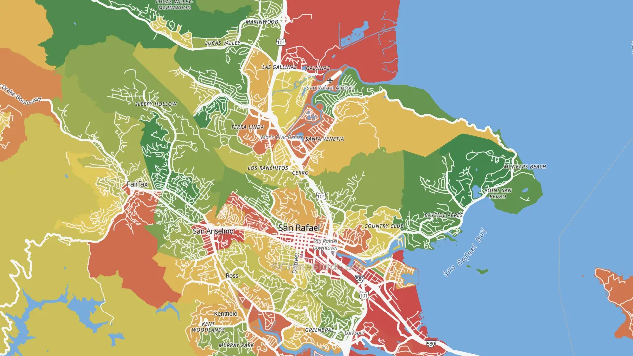 San Rafael, CA Map of Assault Rates