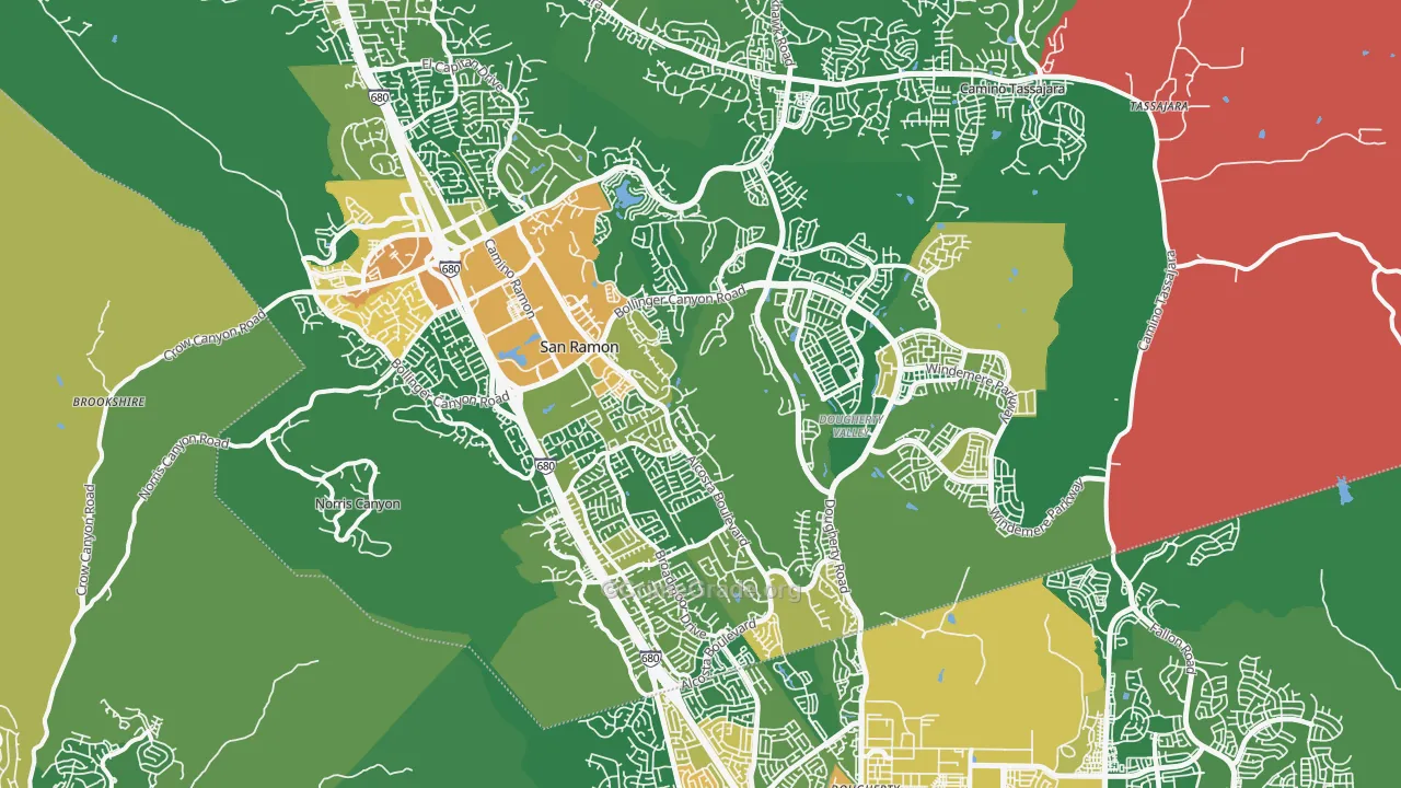 San Ramon, CA Map of Assault Rates