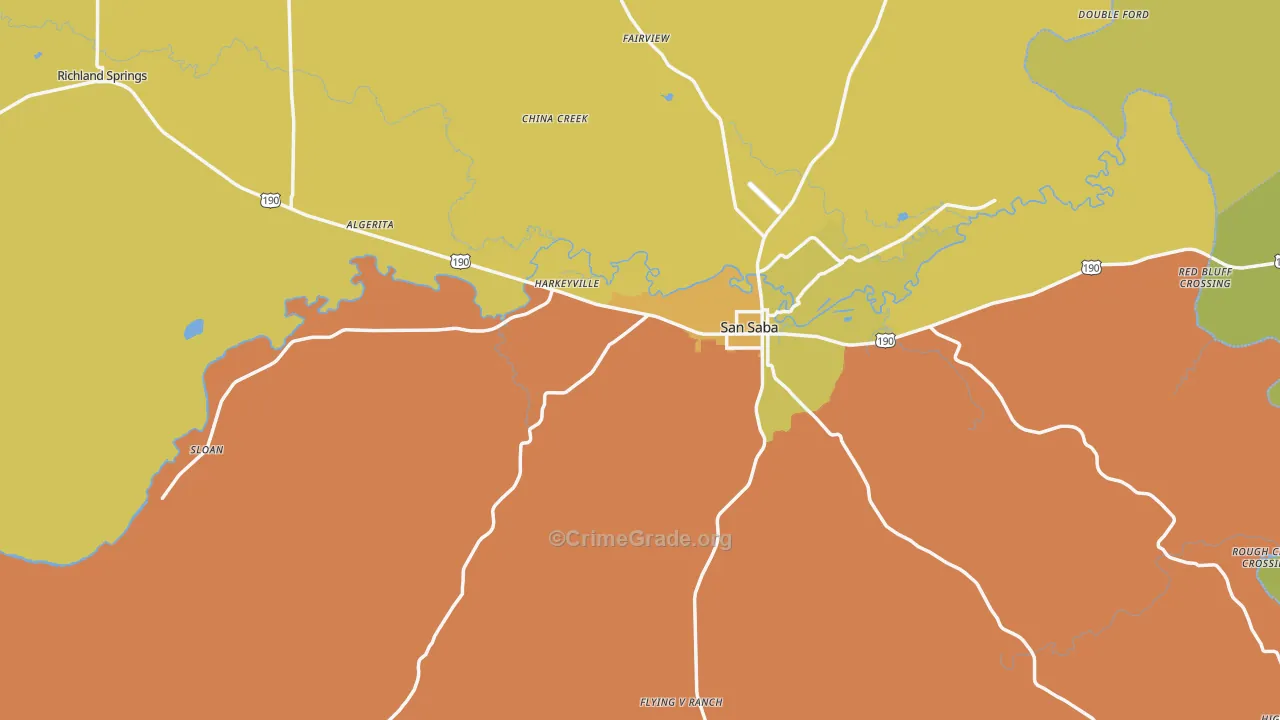 San Saba County, TX Map of Assault Rates