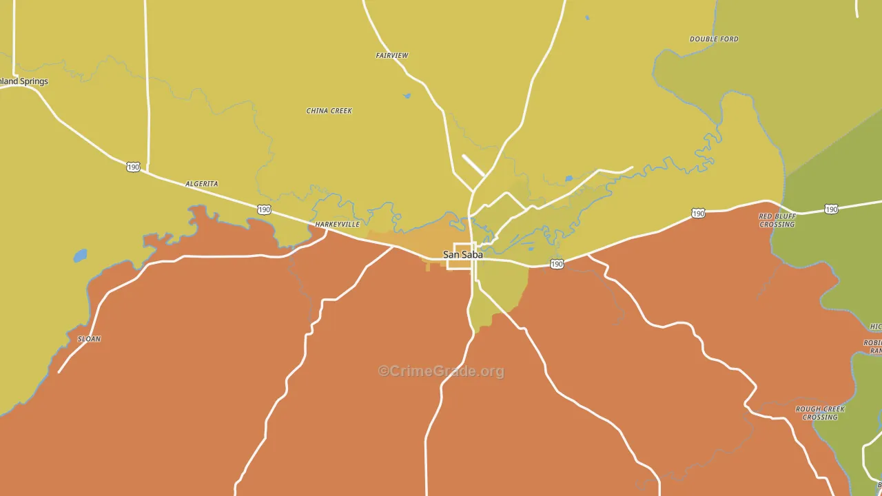 San Saba, TX Map of Assault Rates