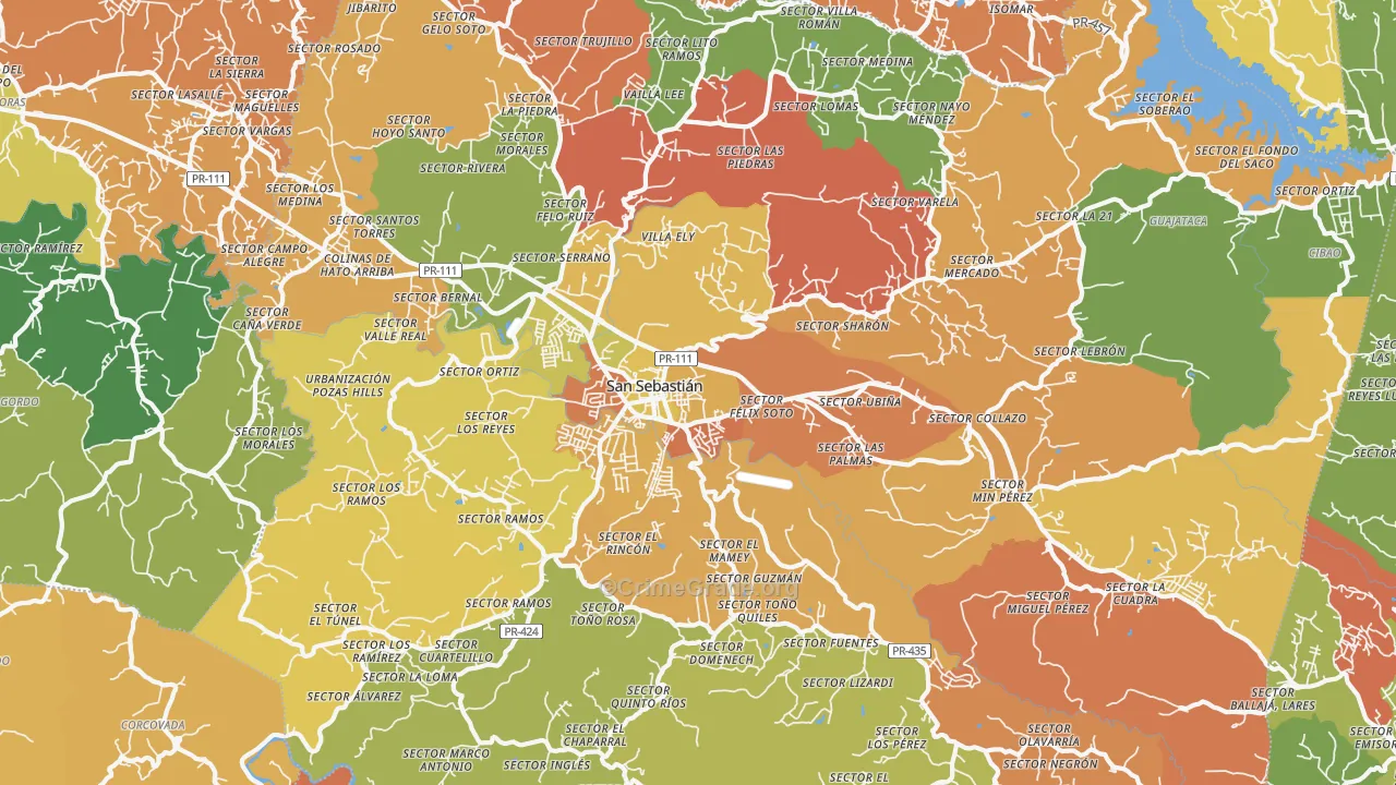 San Sebastian, PR Map of Assault Rates