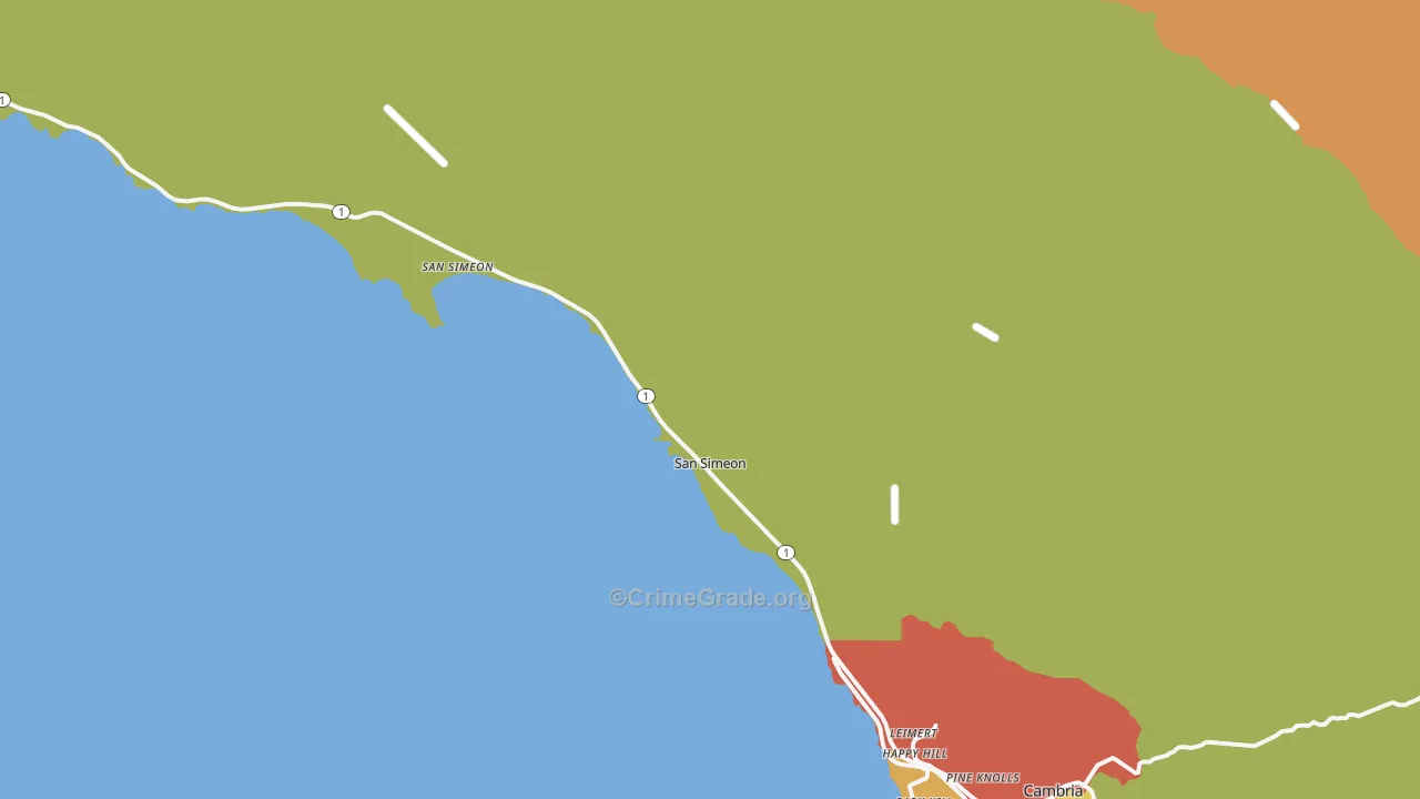 San Simeon, CA Map of Assault Rates