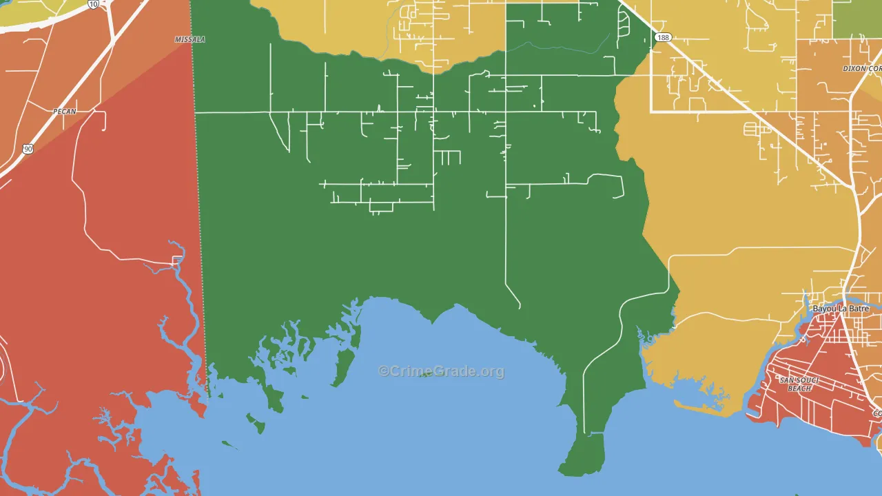 San Souci Beach, AL Map of Assault Rates