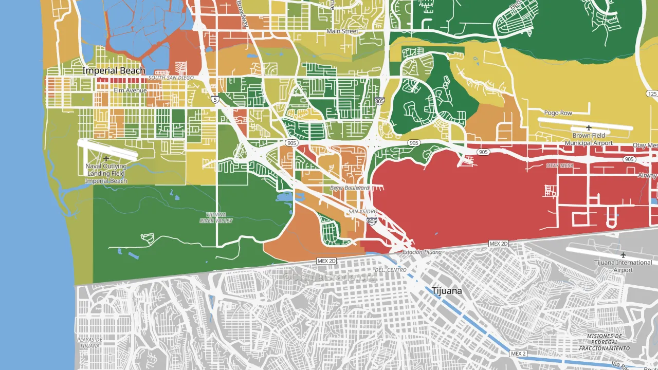 San Ysidro, CA Map of Assault Rates