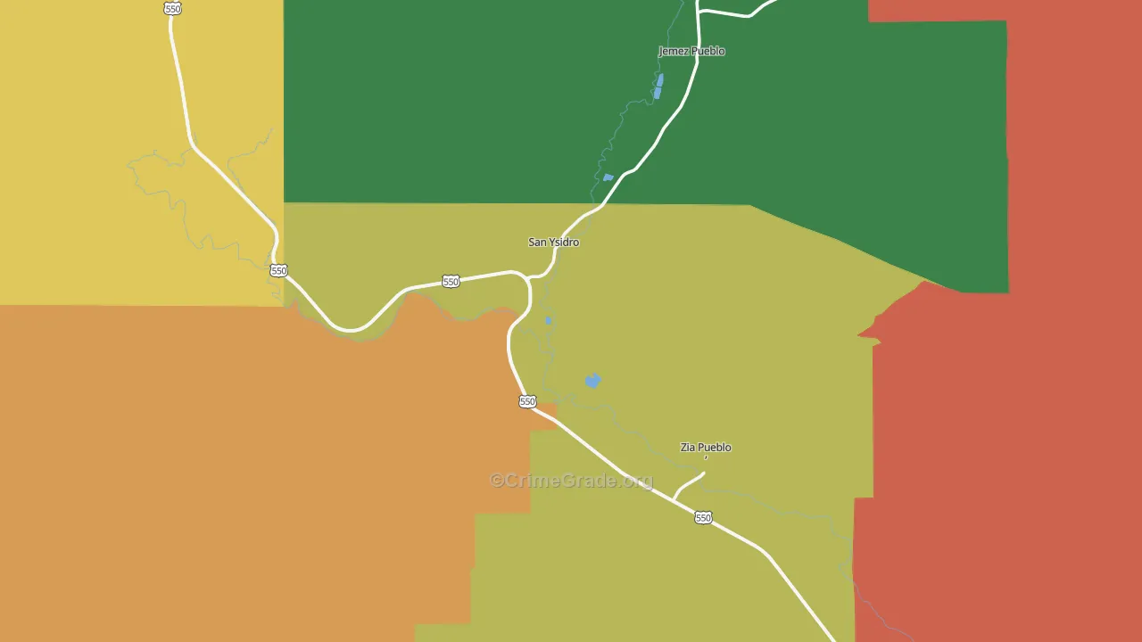 San Ysidro, NM Map of Assault Rates