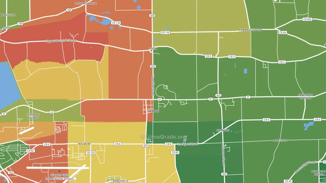 Sanborn, NY Map of Assault Rates