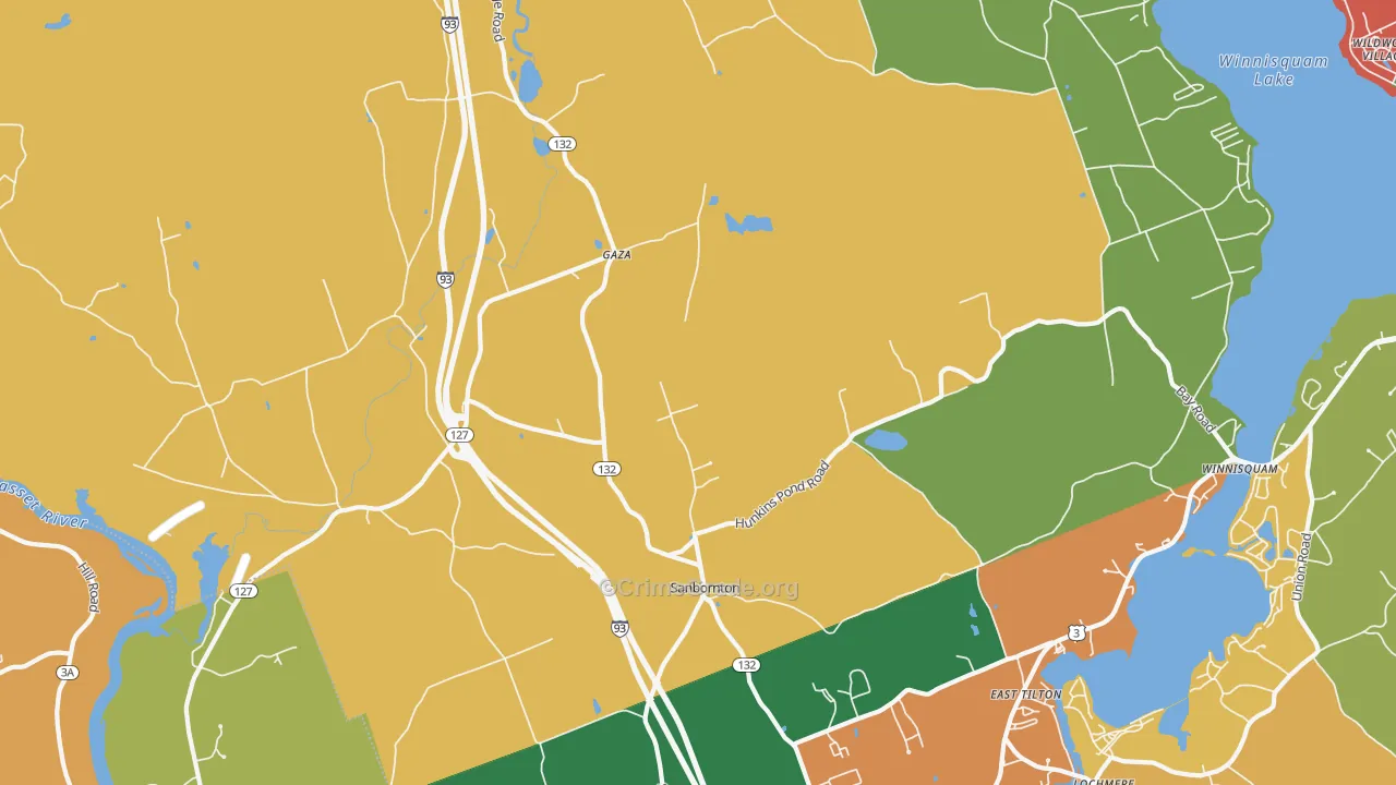Sanbornton, NH Map of Assault Rates