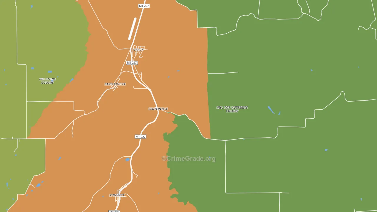 Sand Coulee, MT Map of Assault Rates