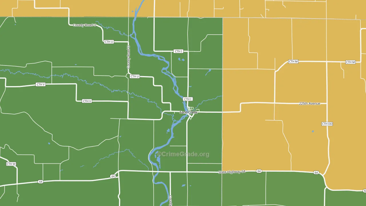 Sand Creek, WI Map of Assault Rates