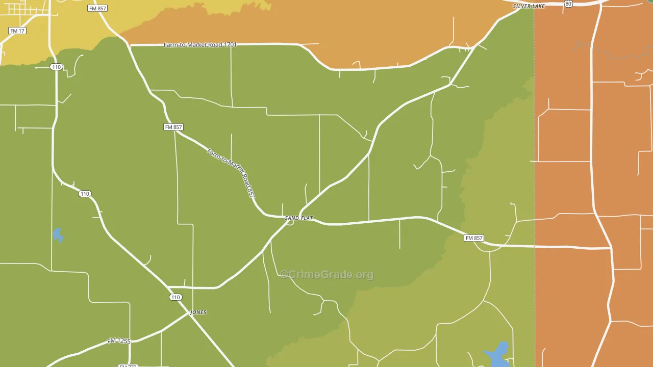 Sand Flat, TX Map of Assault Rates