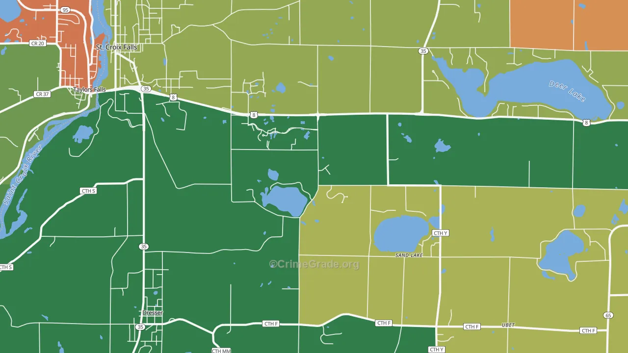 Sand Lake, WI Map of Assault Rates