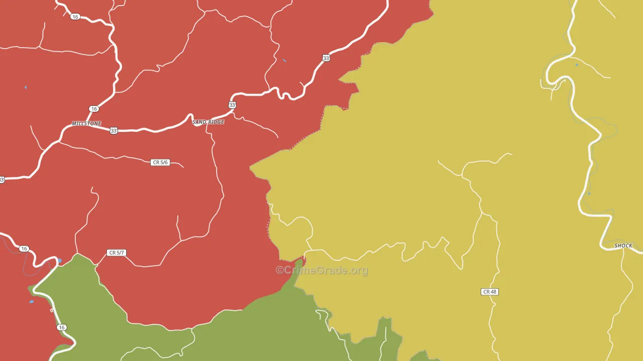 Sand Ridge, WV Map of Assault Rates