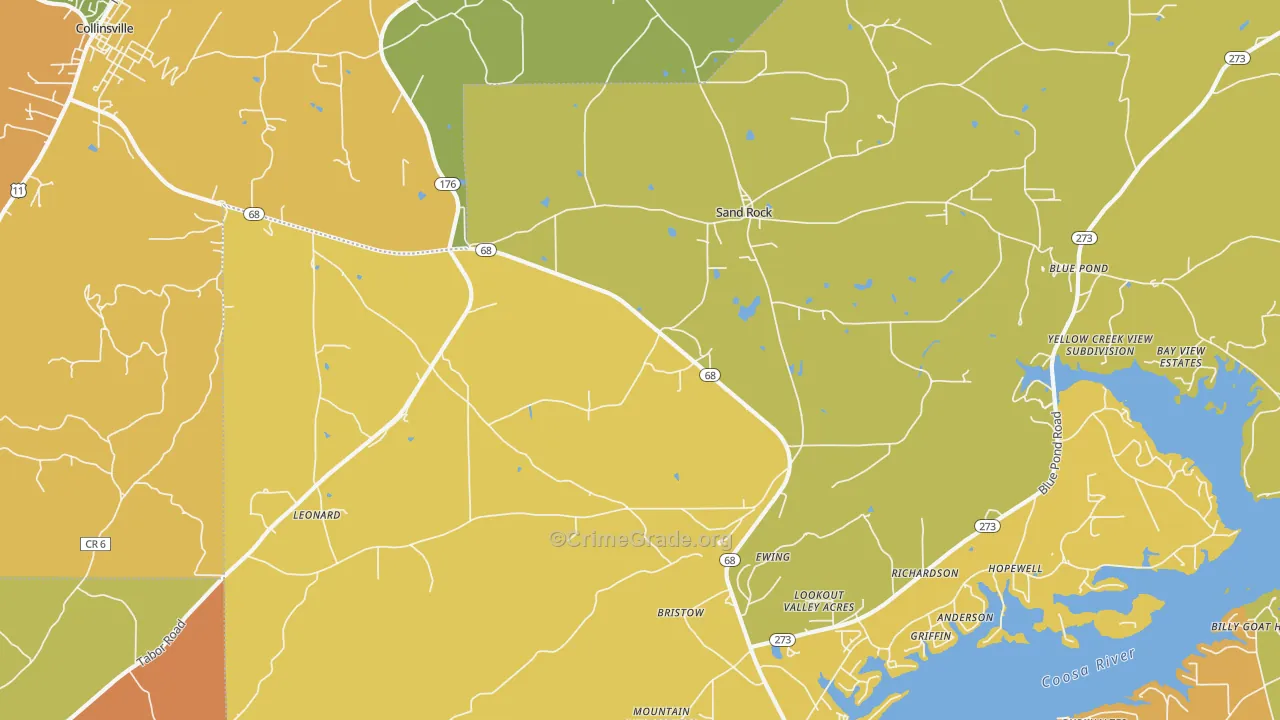 Sand Rock, AL Map of Assault Rates