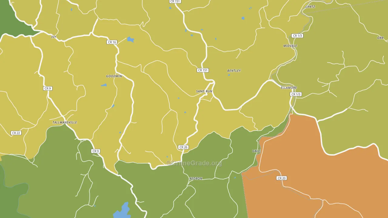 Sand Run, WV Map of Assault Rates