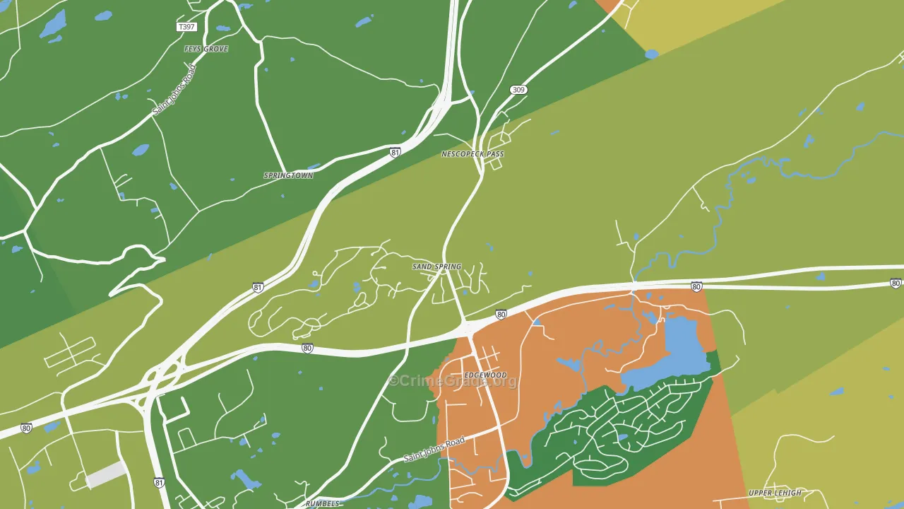 Sand Spring, PA Map of Assault Rates