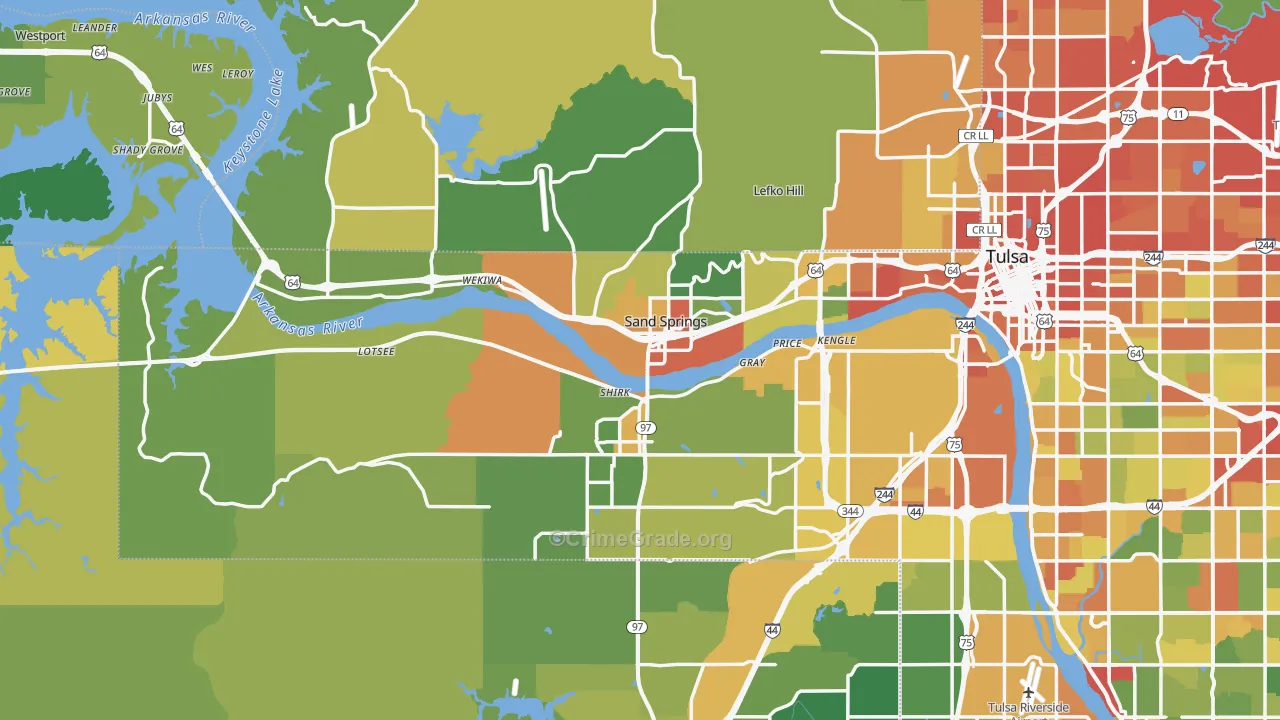 Sand Springs, OK Map of Assault Rates