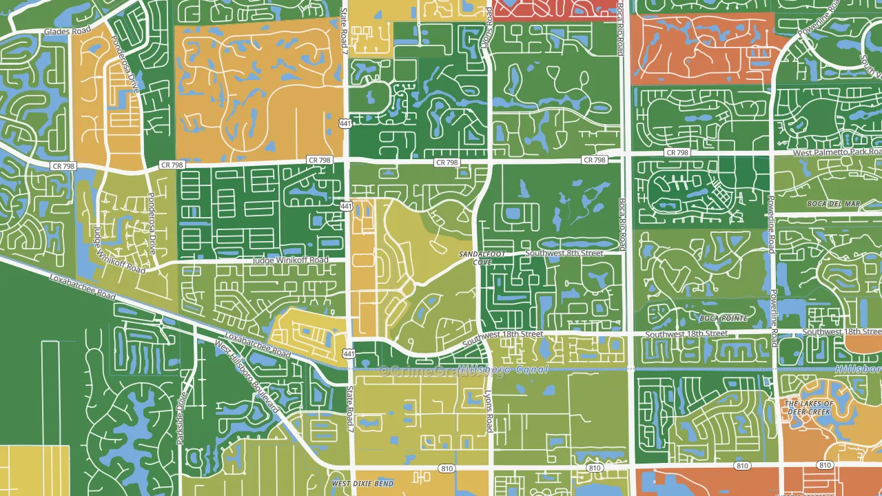 Sandalfoot Cove, Boca Raton, FL Map of Assault Rates
