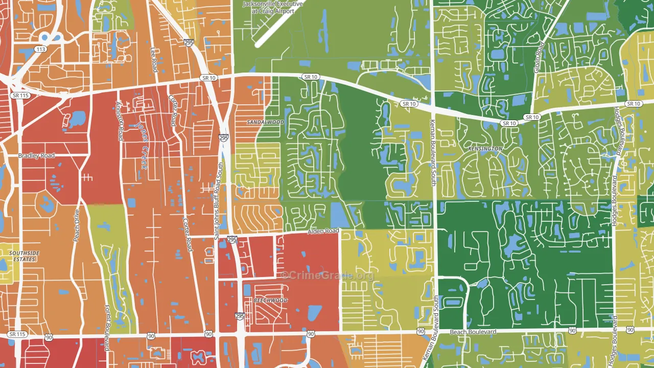 Sandalwood, Jacksonville, FL Map of Assault Rates
