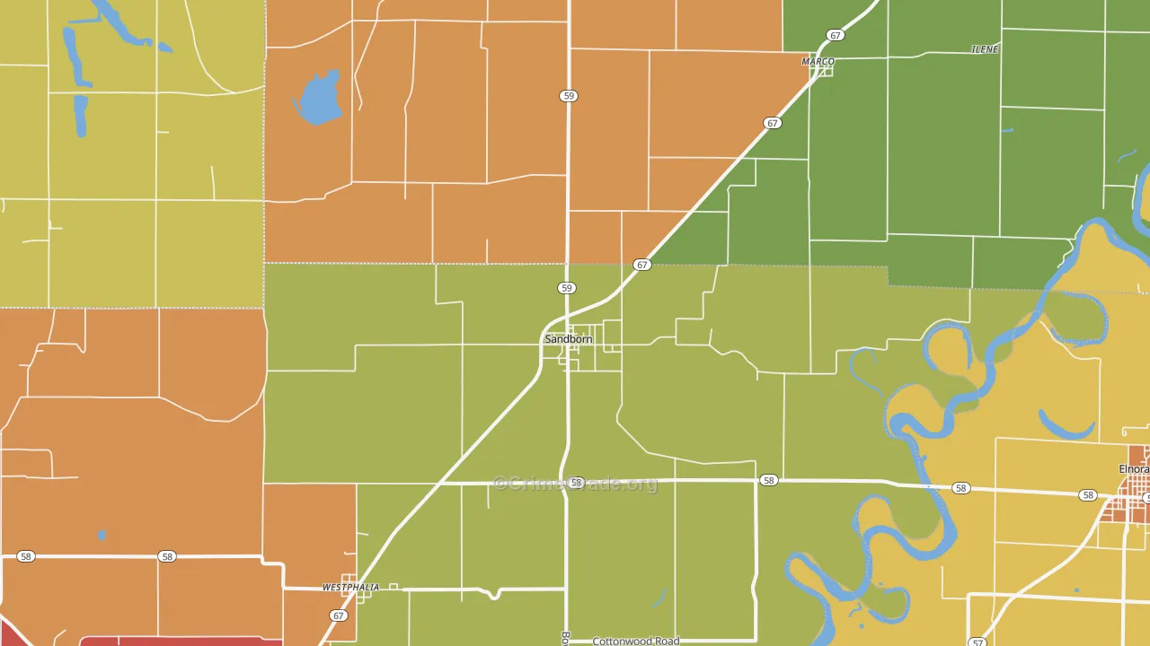 Sandborn, IN Map of Assault Rates
