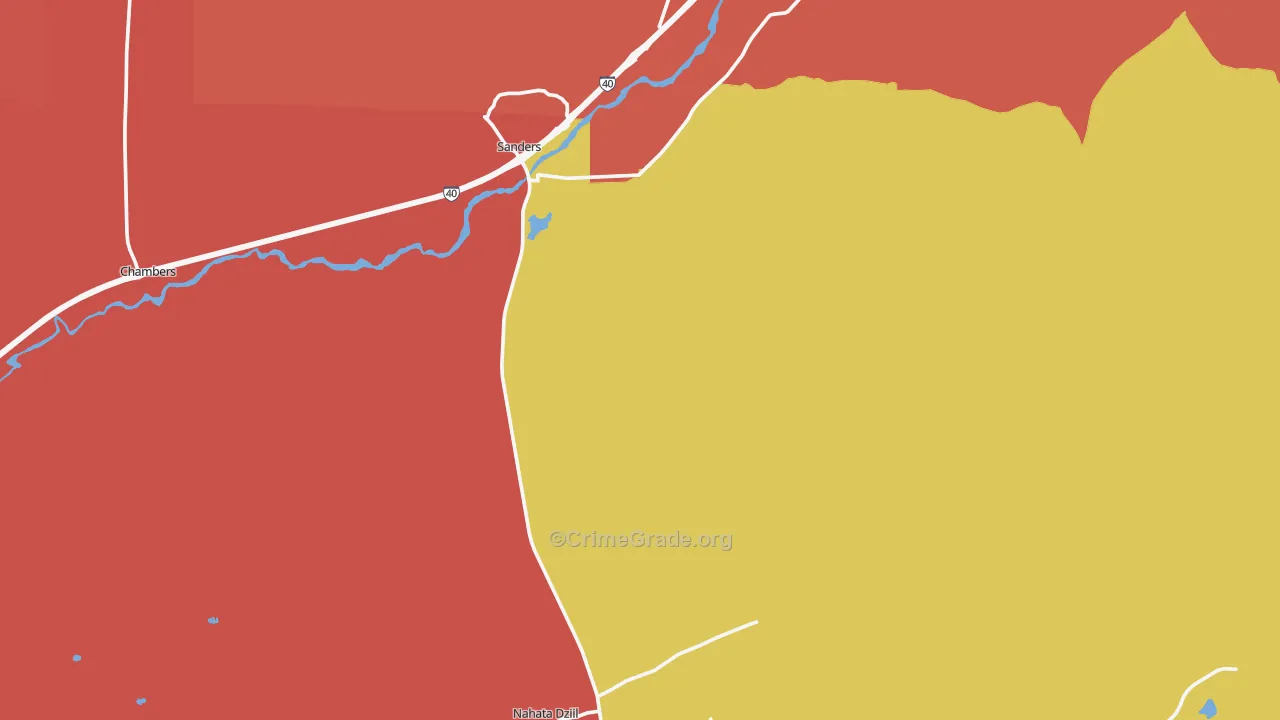 Sanders, AZ Map of Assault Rates