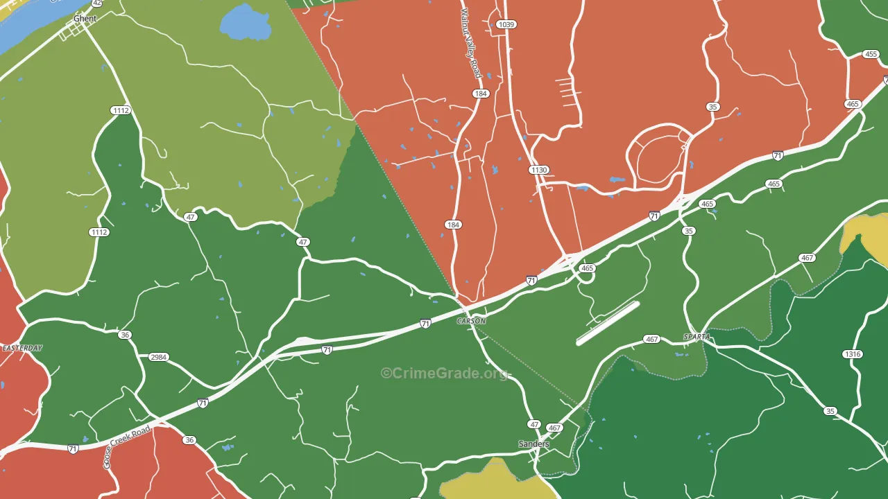 Sanders, KY Map of Assault Rates