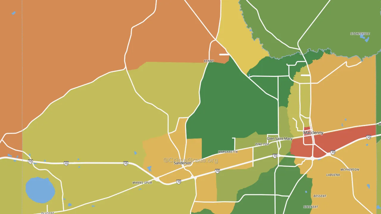 Sanderson, FL Map of Assault Rates