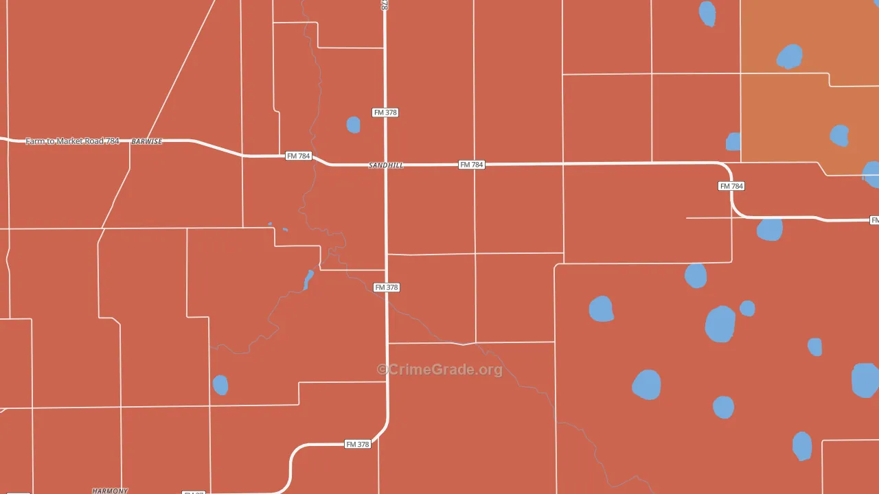 Sandhill, TX Map of Assault Rates