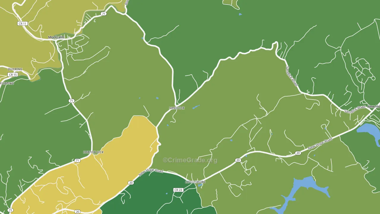 Sandlick, WV Map of Assault Rates