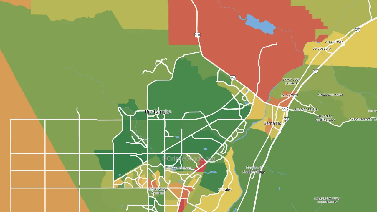 Sandoval County, NM Map of Assault Rates