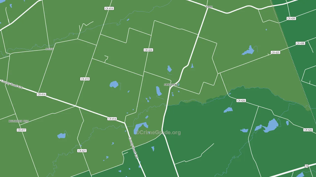 Sandoval, TX Map of Assault Rates