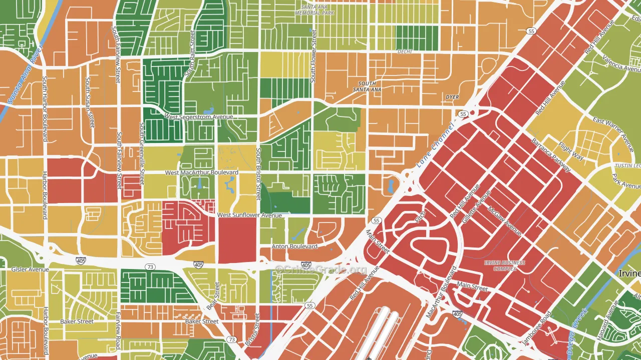 Sandpointe, Santa Ana, CA Map of Assault Rates