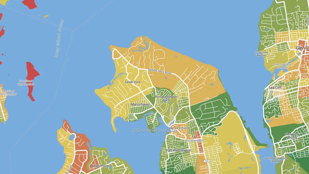 Sands Point, NY Map of Assault Rates