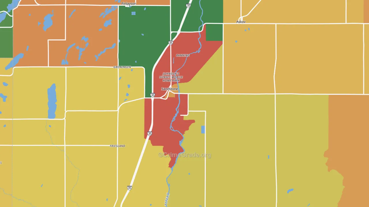 Sandstone, MN Map of Assault Rates