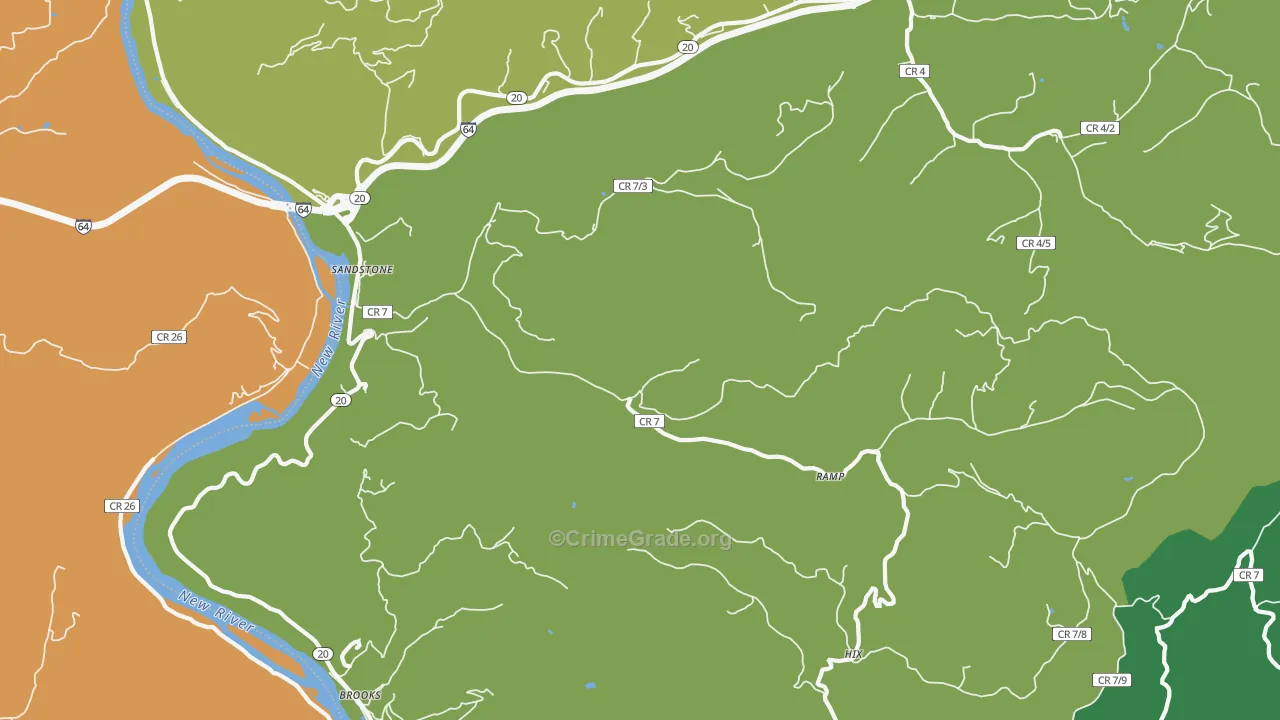 Sandstone, WV Map of Assault Rates