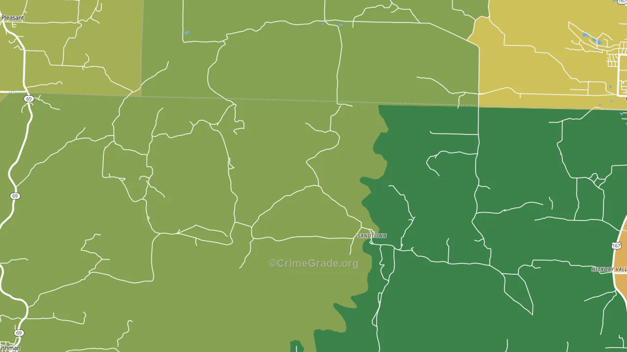 Sandtown, AR Map of Assault Rates