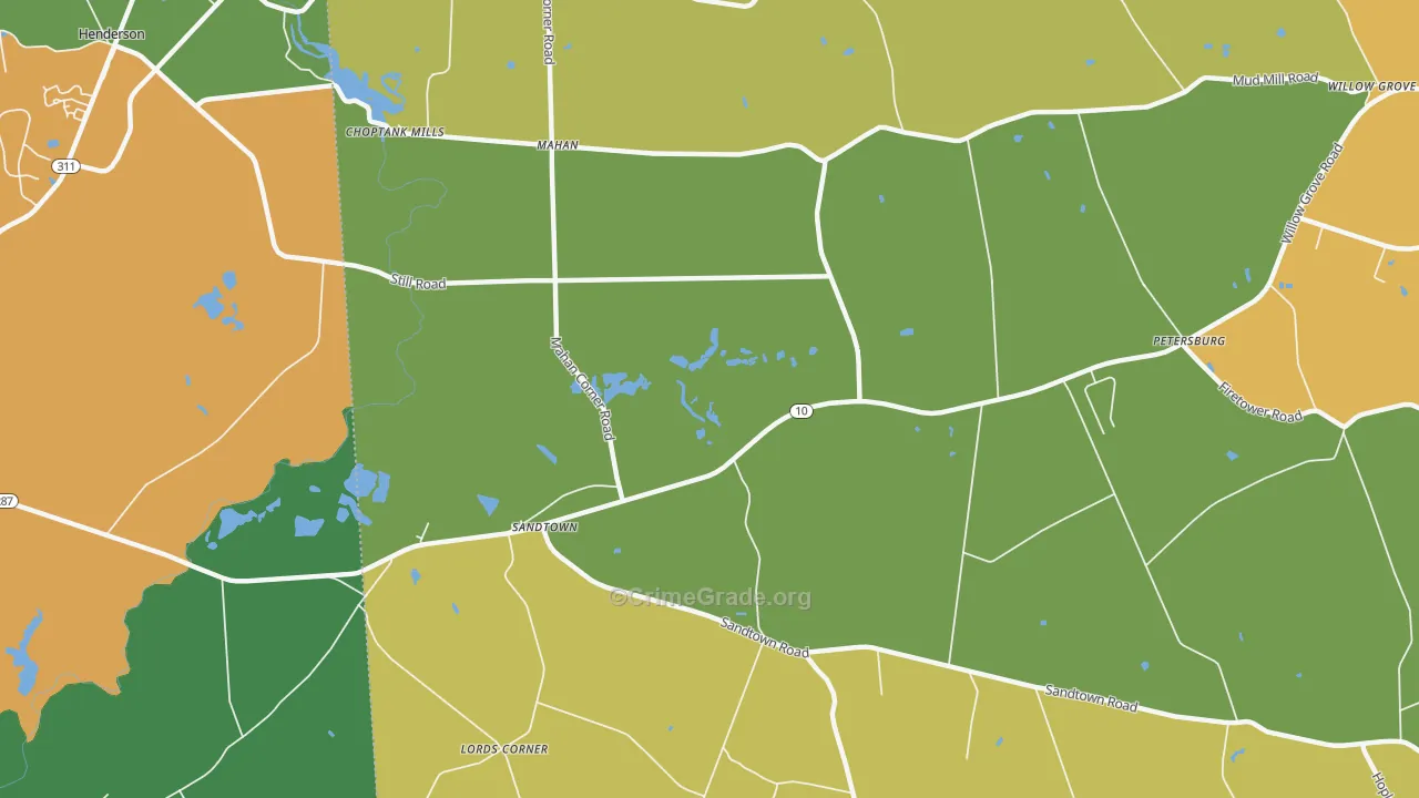 Sandtown, DE Map of Assault Rates