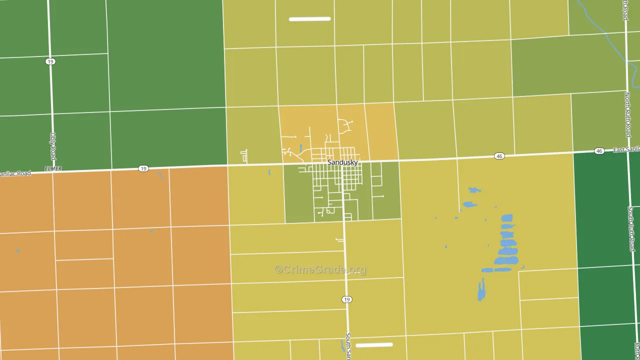 Sandusky, MI Map of Assault Rates