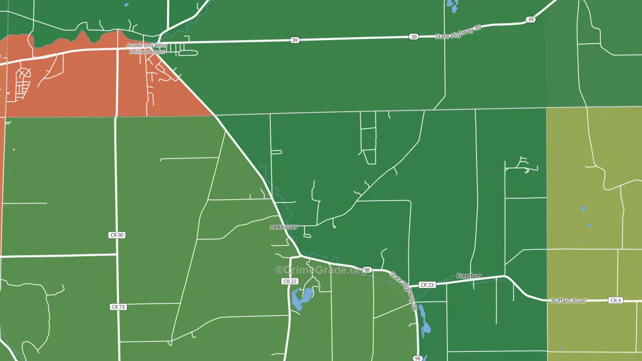 Sandusky, NY Map of Assault Rates