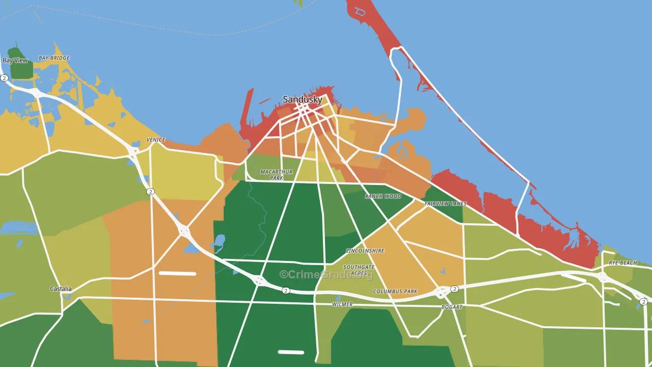 Sandusky, OH Map of Assault Rates