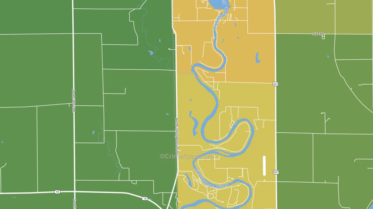 Sandy Beach, IN Map of Assault Rates