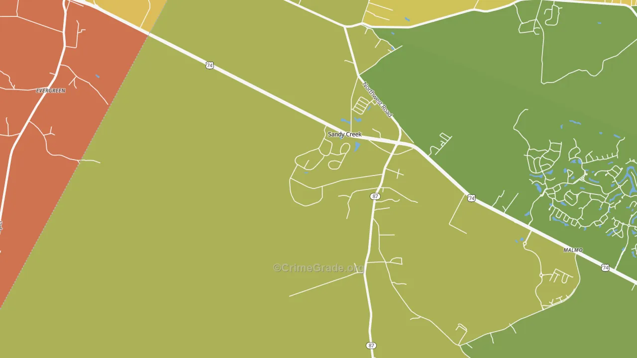 Sandy Creek, NC Map of Assault Rates