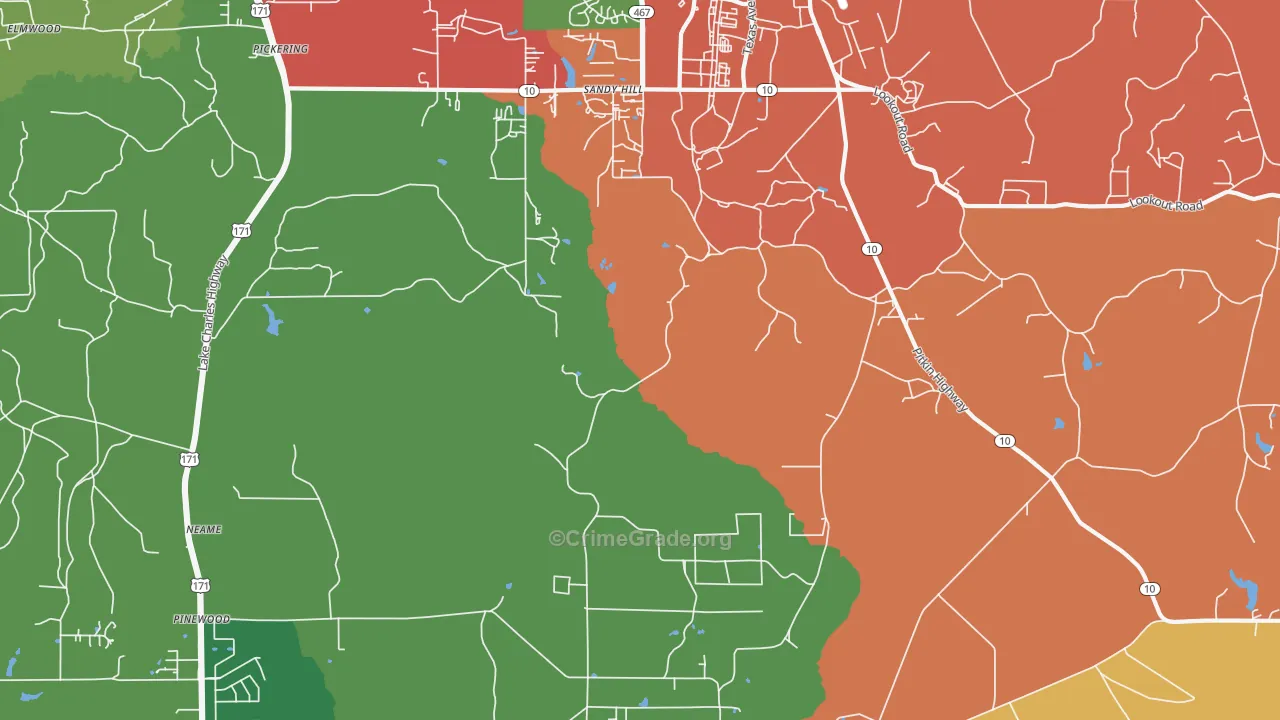 Sandy Hill, LA Map of Assault Rates