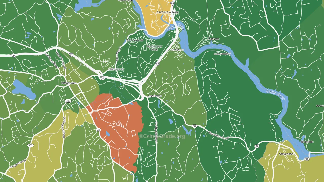 Sandy Hook, CT Map of Assault Rates